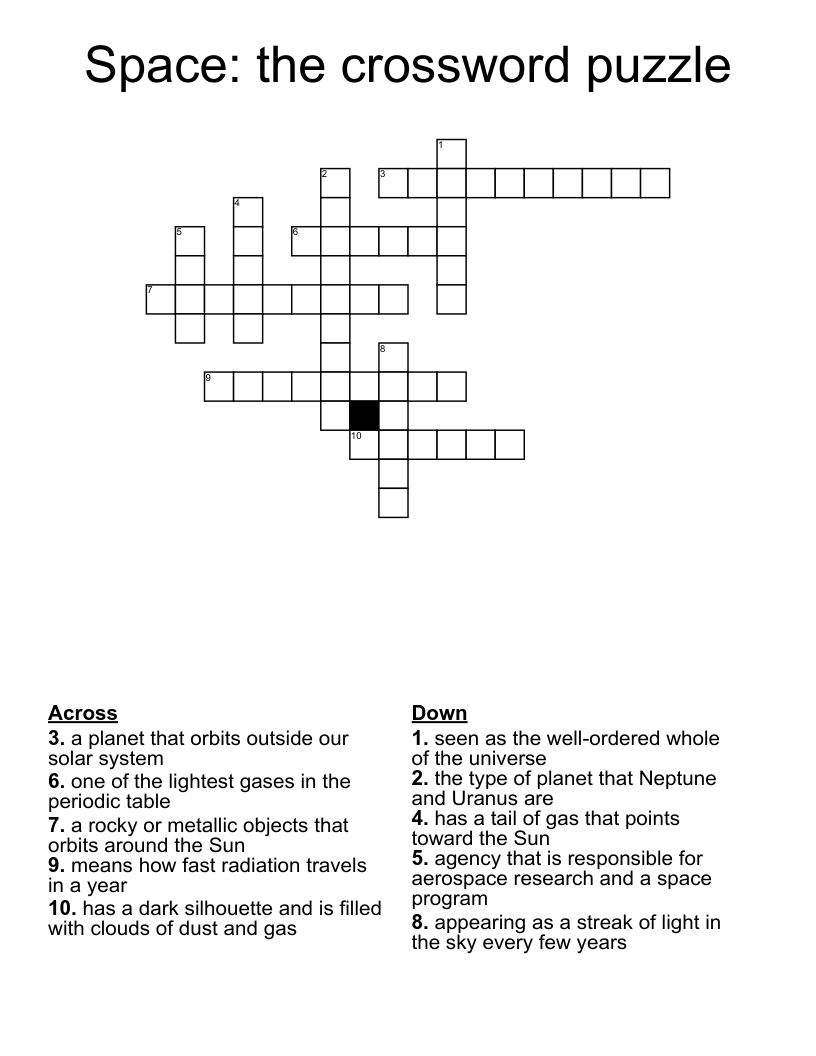 Space: the crossword puzzle