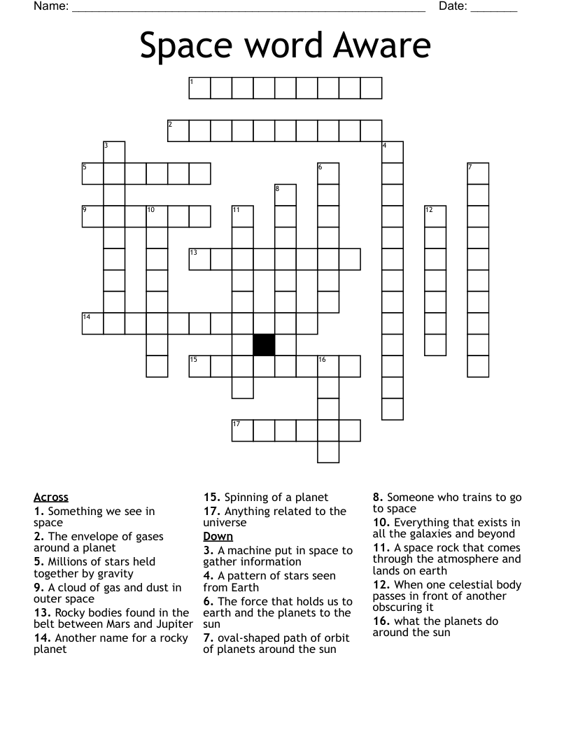 Space word Aware Crossword