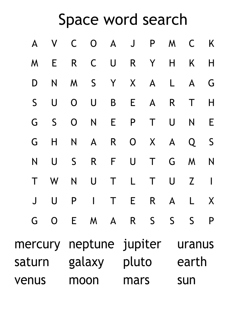 Space word search