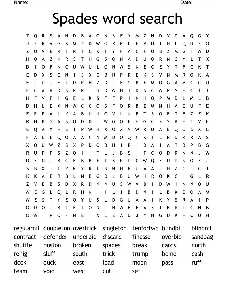Spades word search