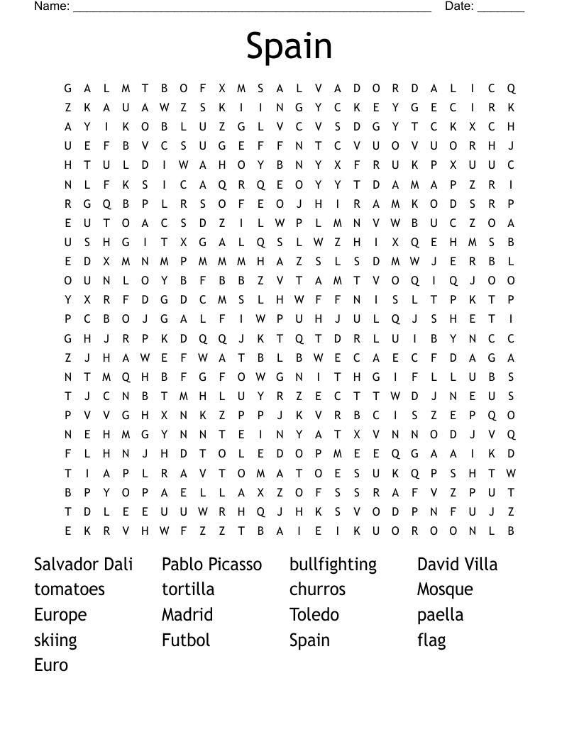 Spain Word Search