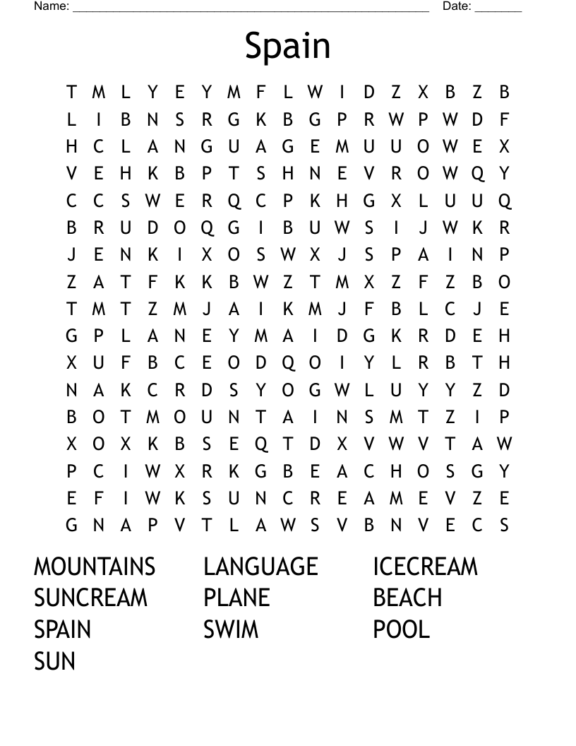 Spain Word Search