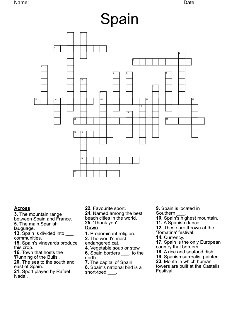 Spain Crossword