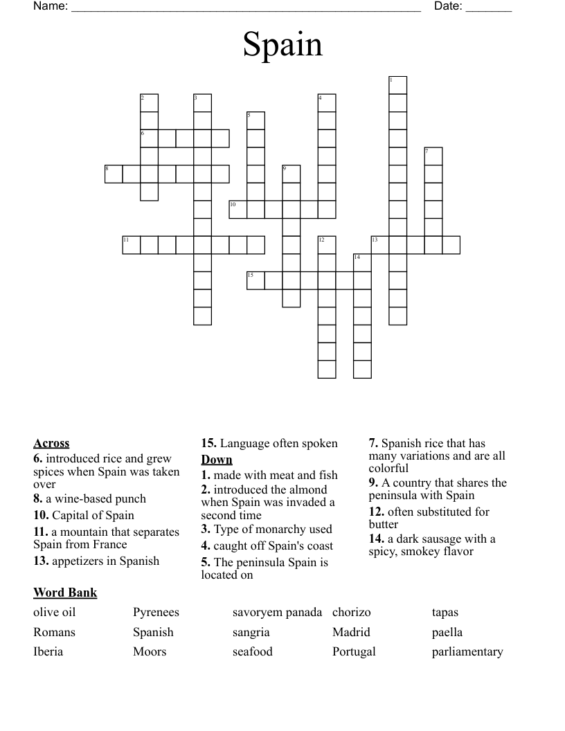 Spain Crossword