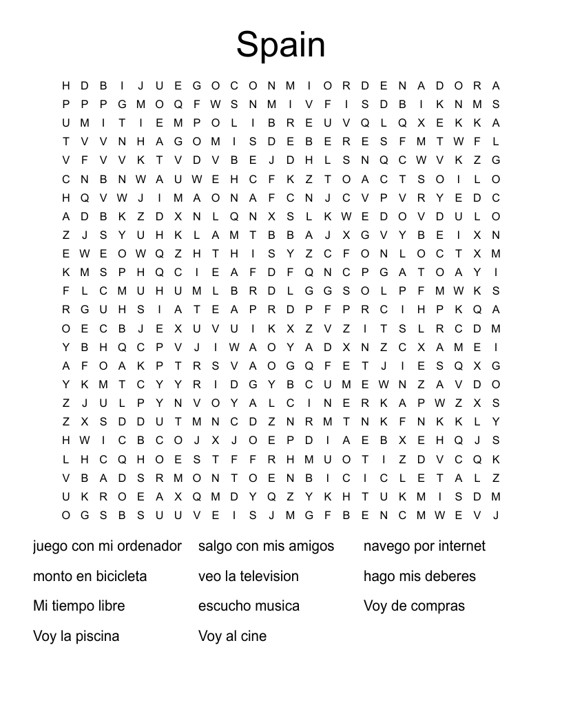 Spain Word Search