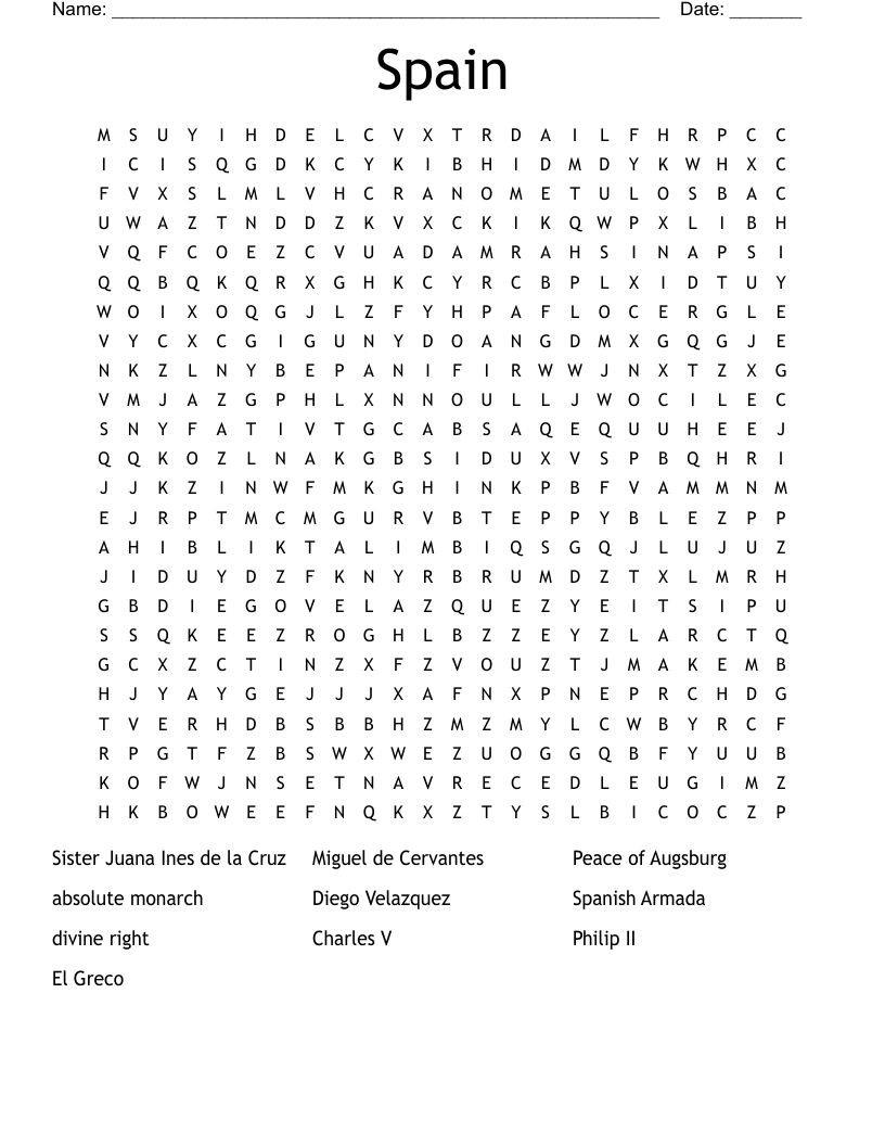 Spain Word Search