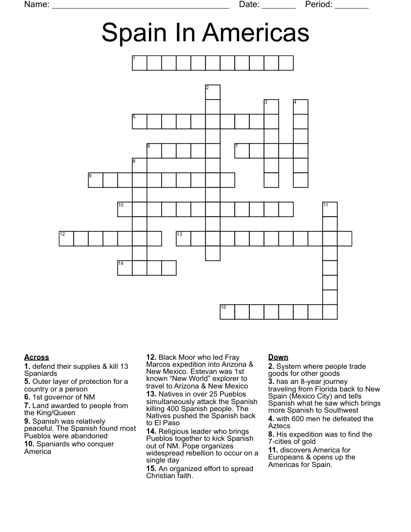 Spain In Americas Crossword