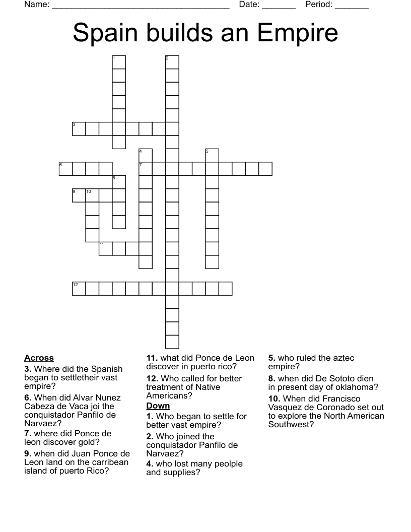 Spain builds an Empire Crossword