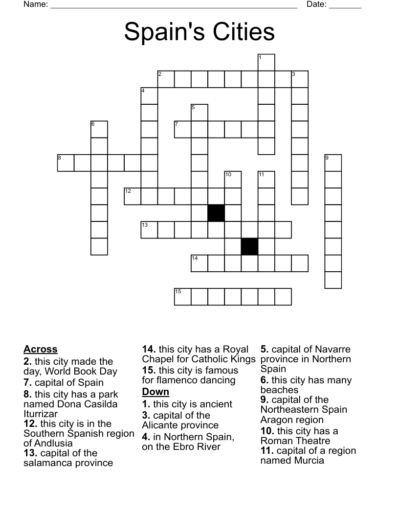 Spain's Cities Crossword