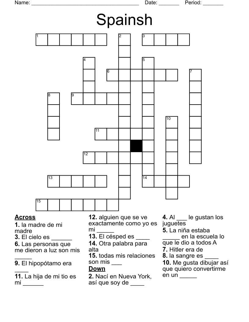 Spainsh  Crossword