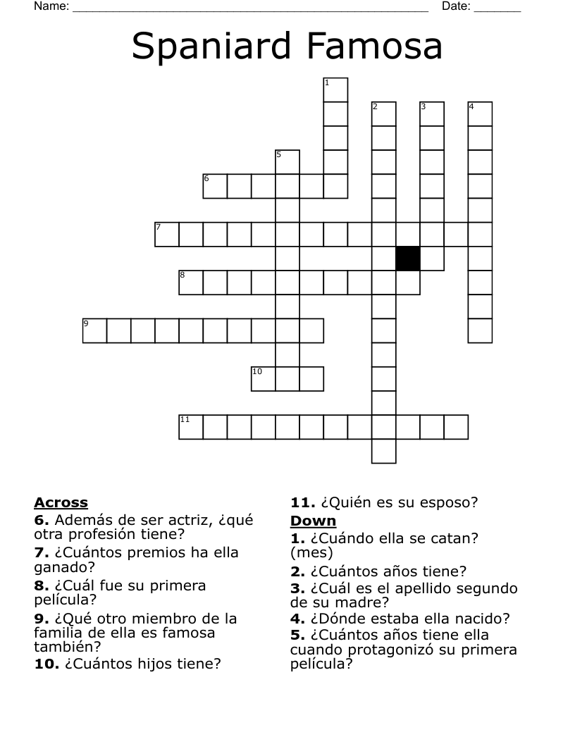 Spaniard Famosa Crossword