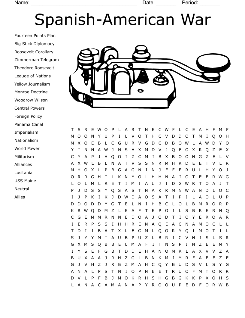 Spanish-American War Word Search
