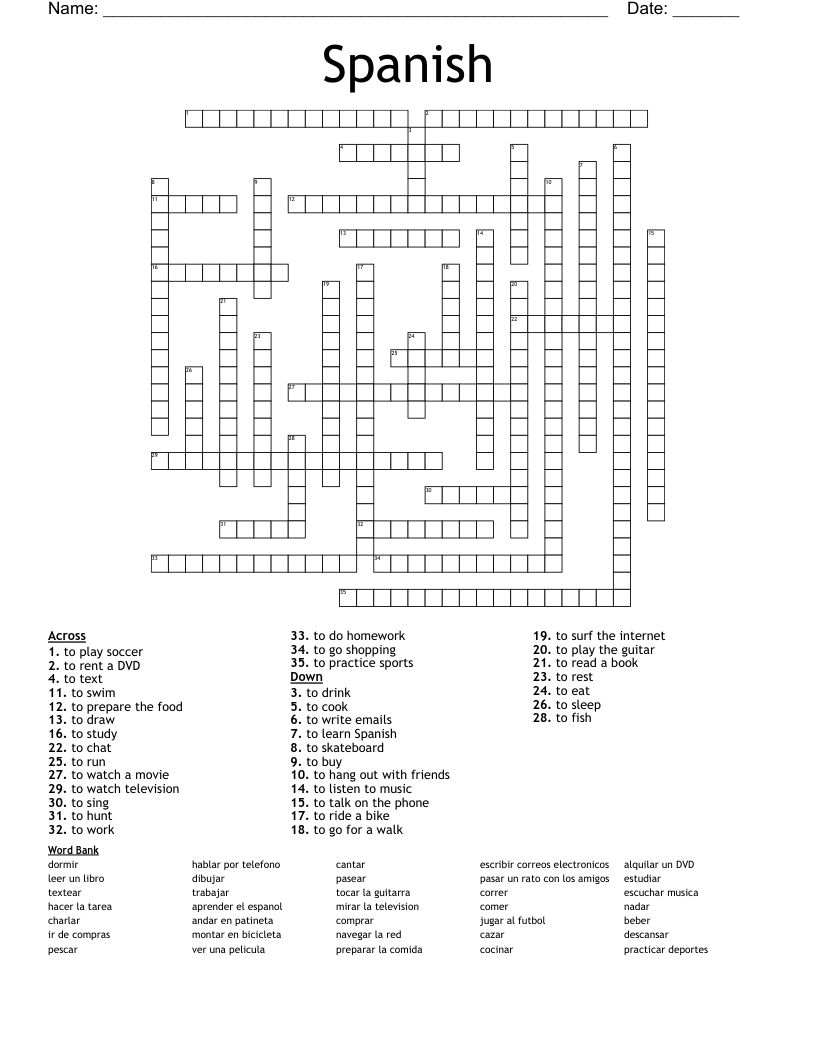 Spanish Crossword