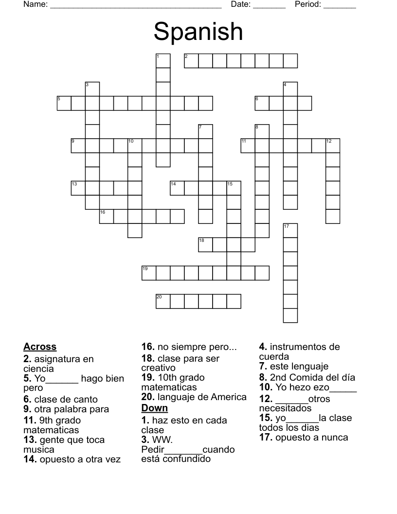 Spanish Crossword