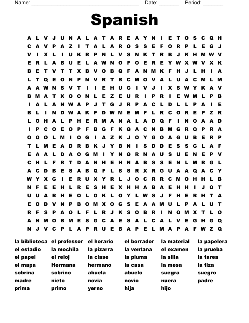 Spanish Word Search