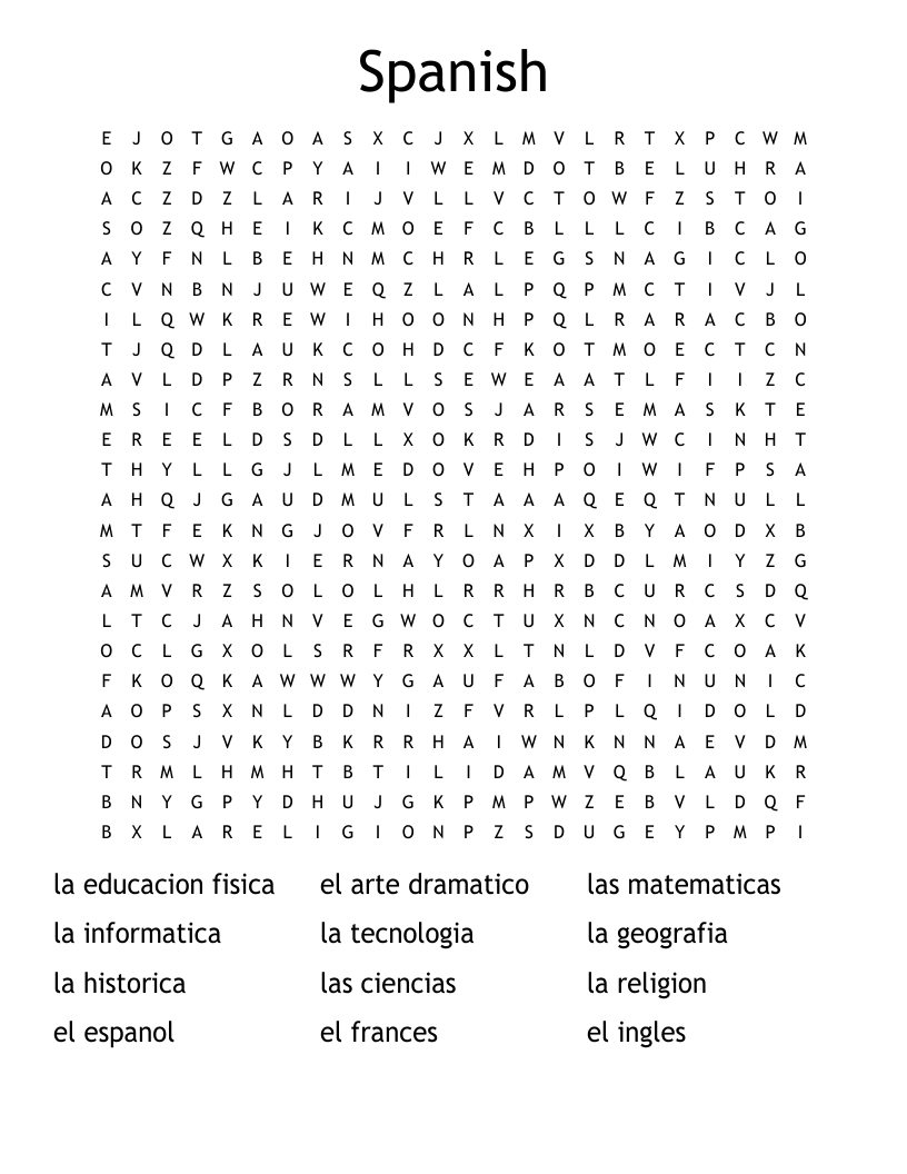 Spanish Word Search