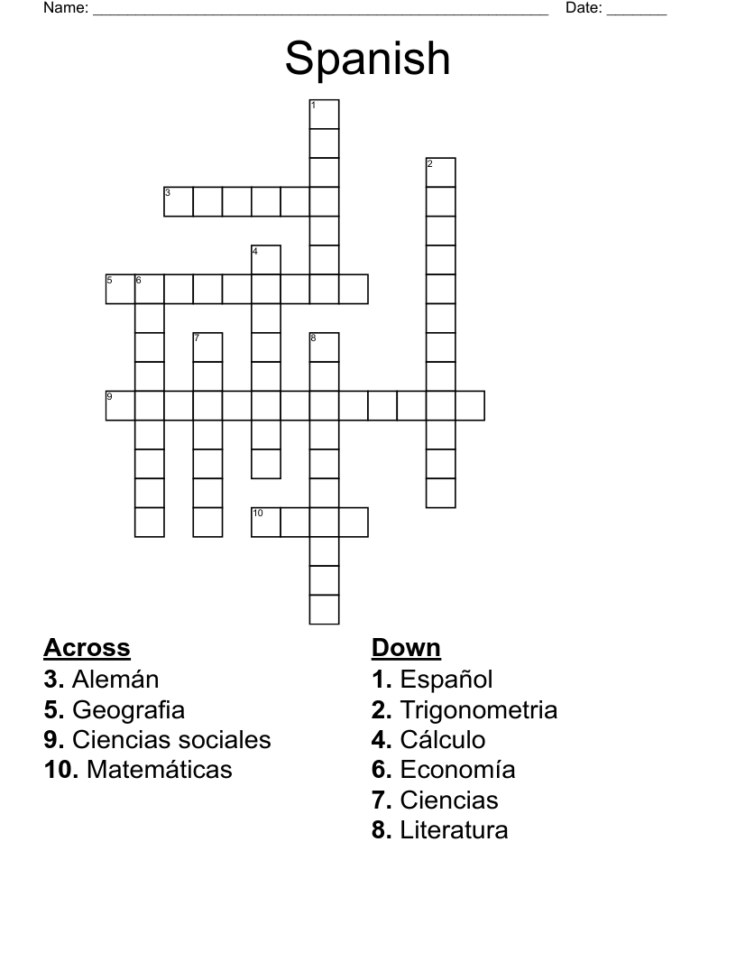 Spanish Crossword