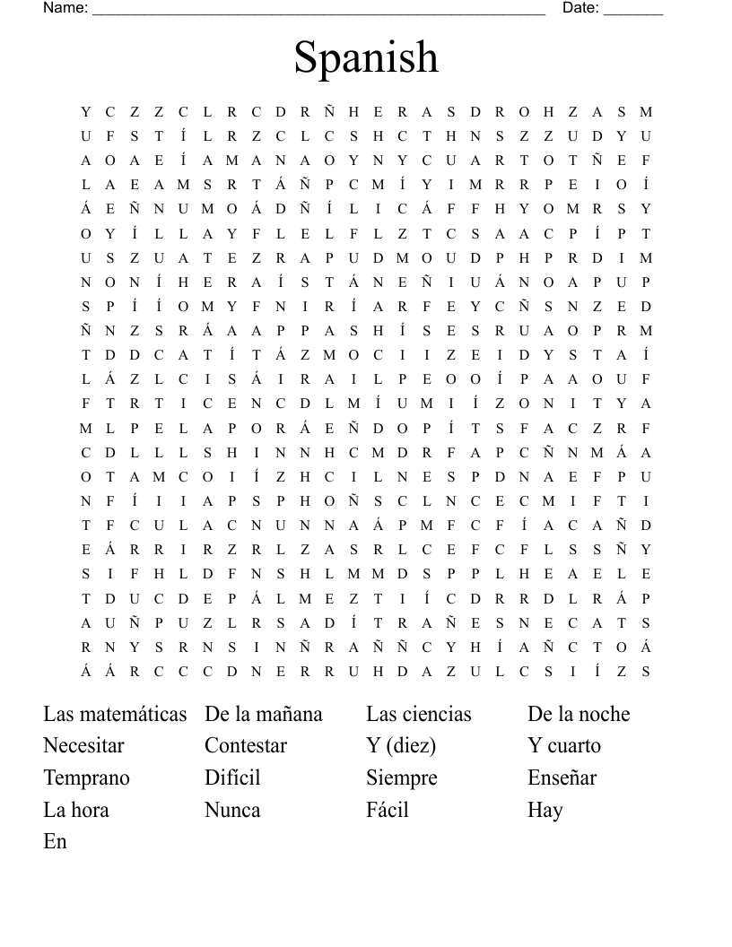 Spanish Word Search