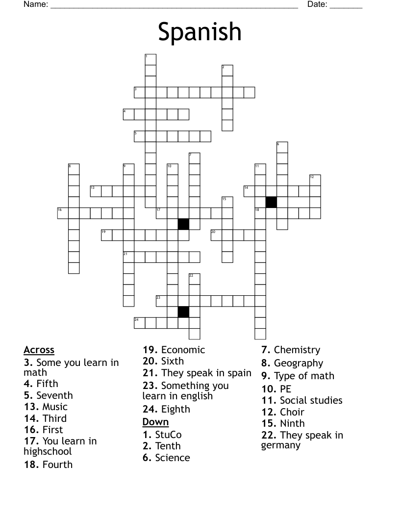 Spanish Crossword