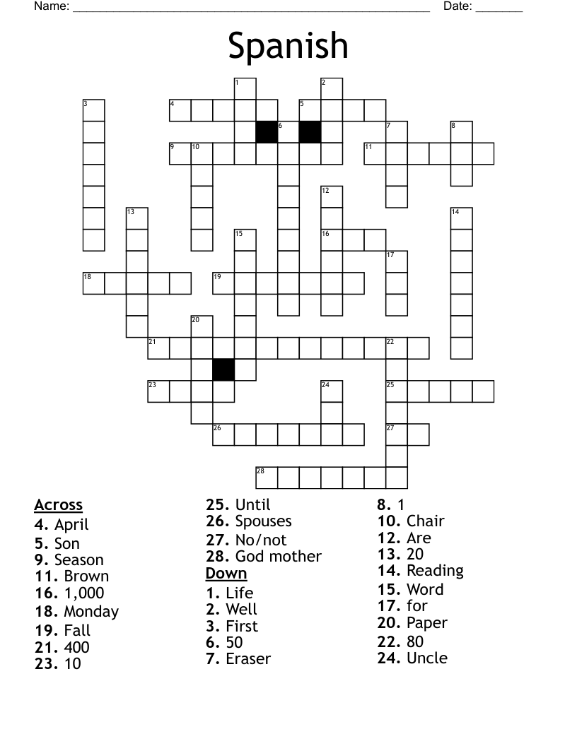 Spanish Crossword