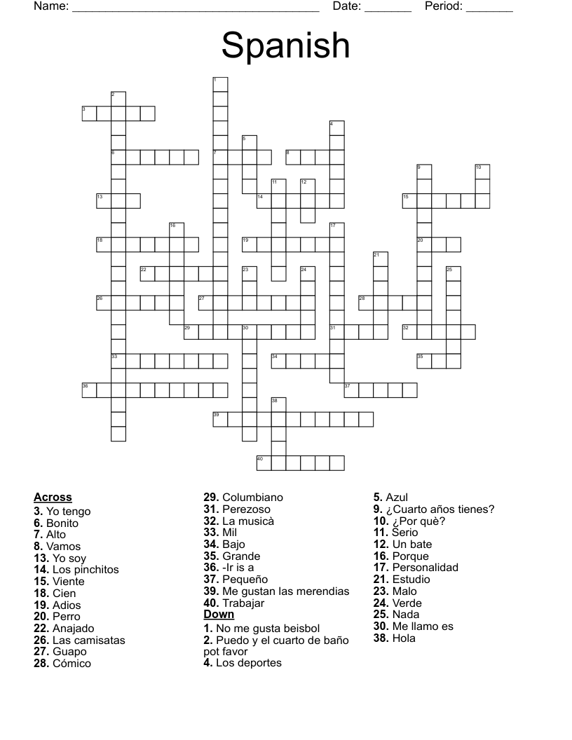 Spanish Crossword