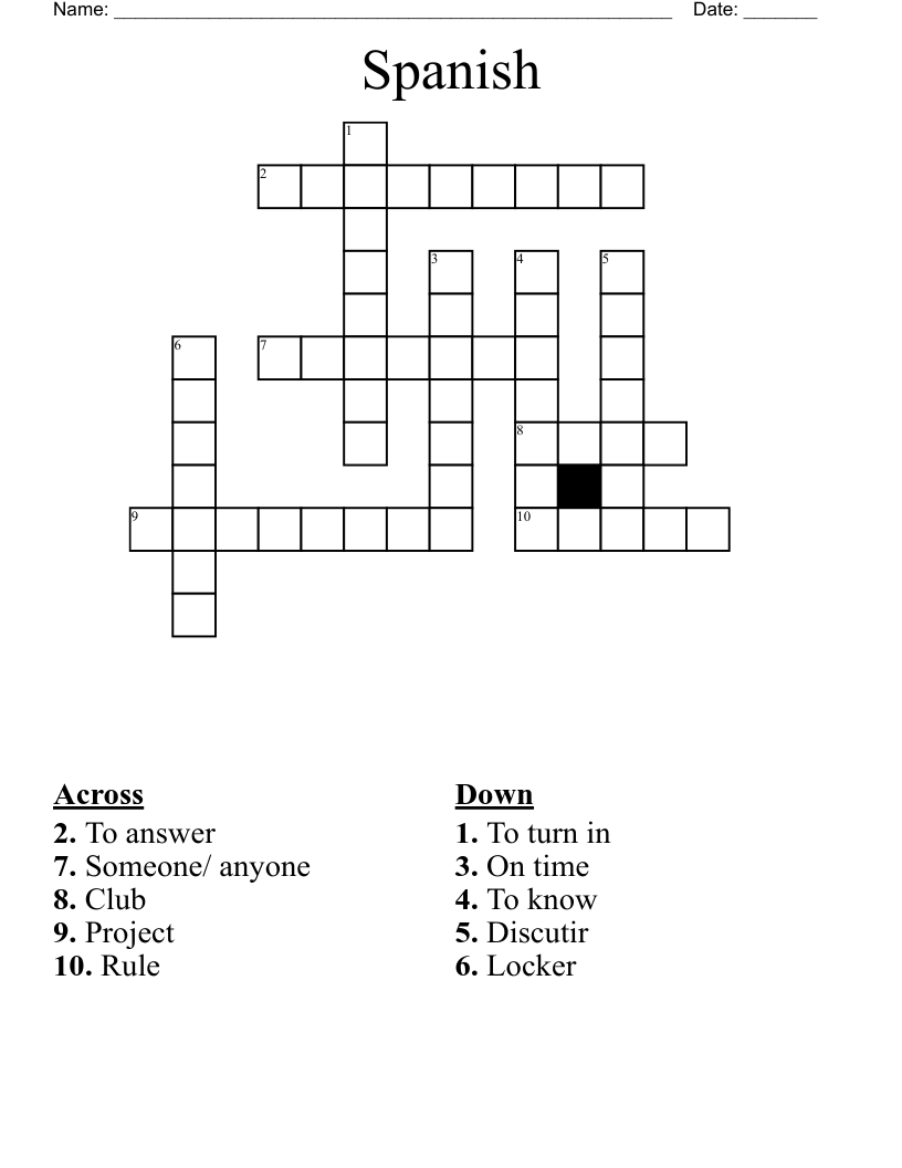 Spanish Crossword
