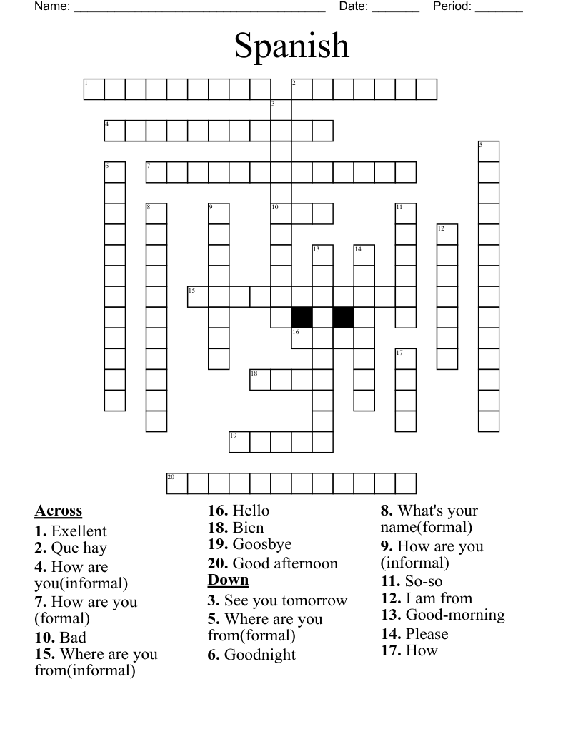 Spanish Crossword