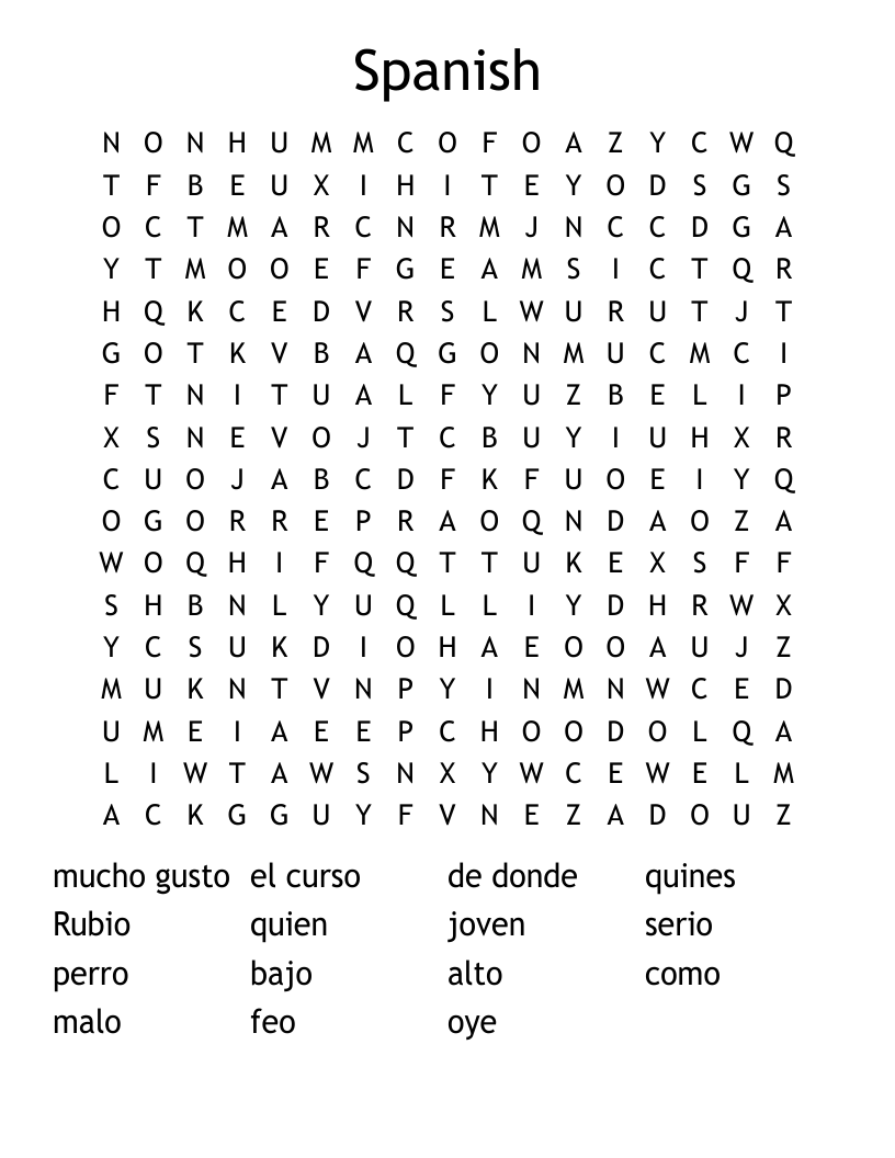 Spanish Word Search