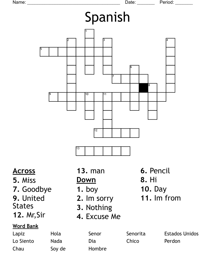 Spanish Crossword