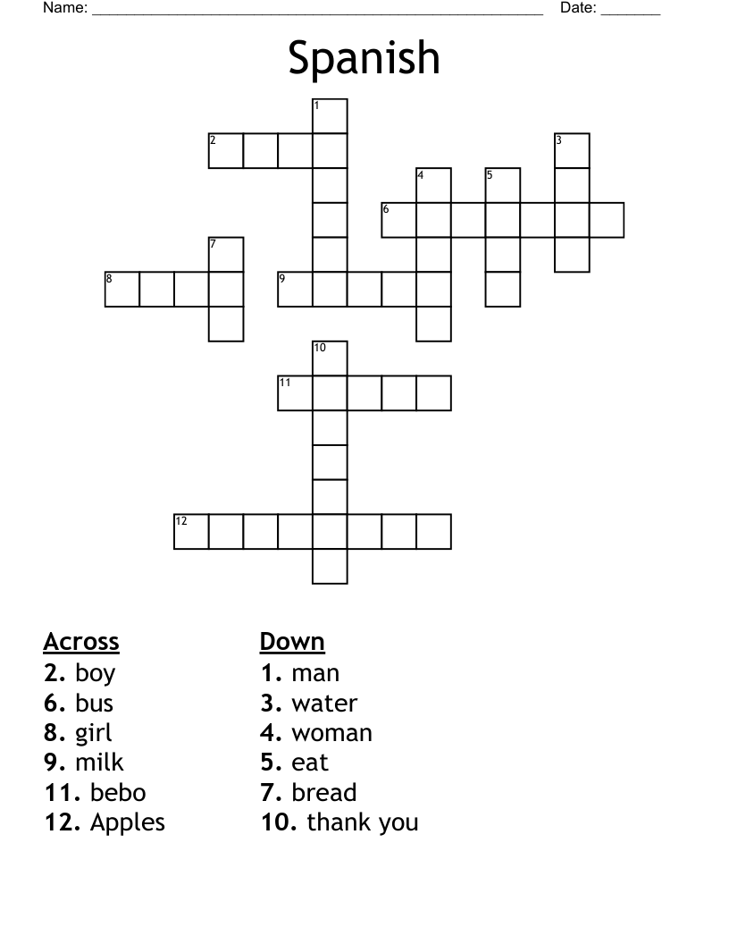 Spanish Crossword