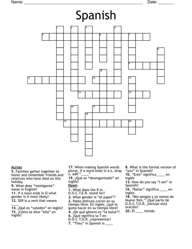 Spanish Crossword