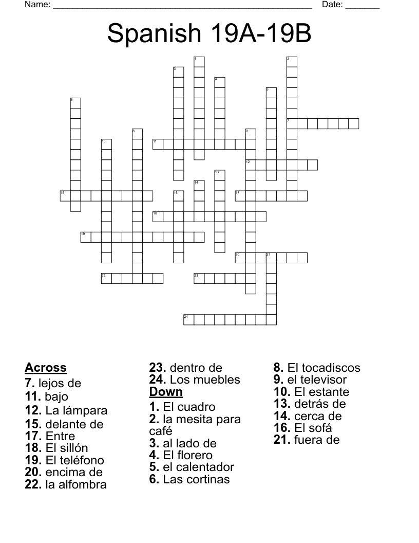 Spanish 19A-19B Crossword