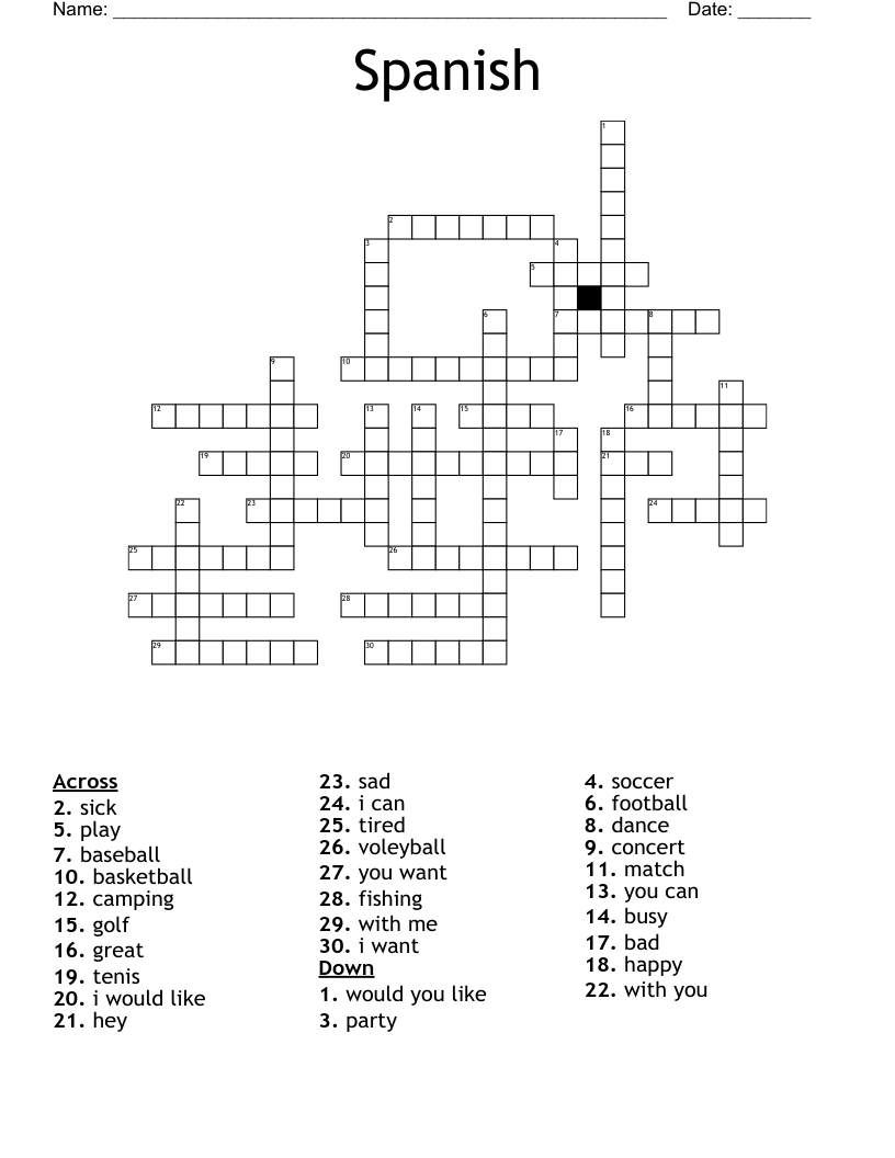 Spanish Crossword