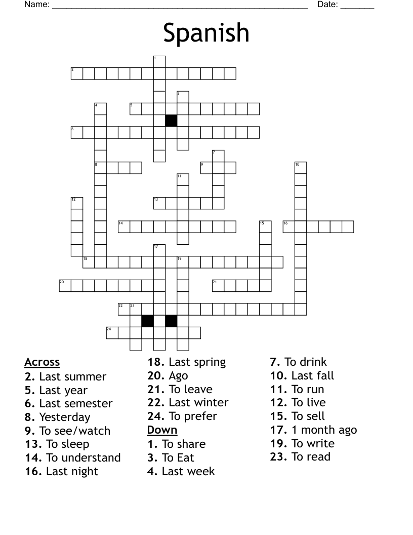 Spanish Crossword