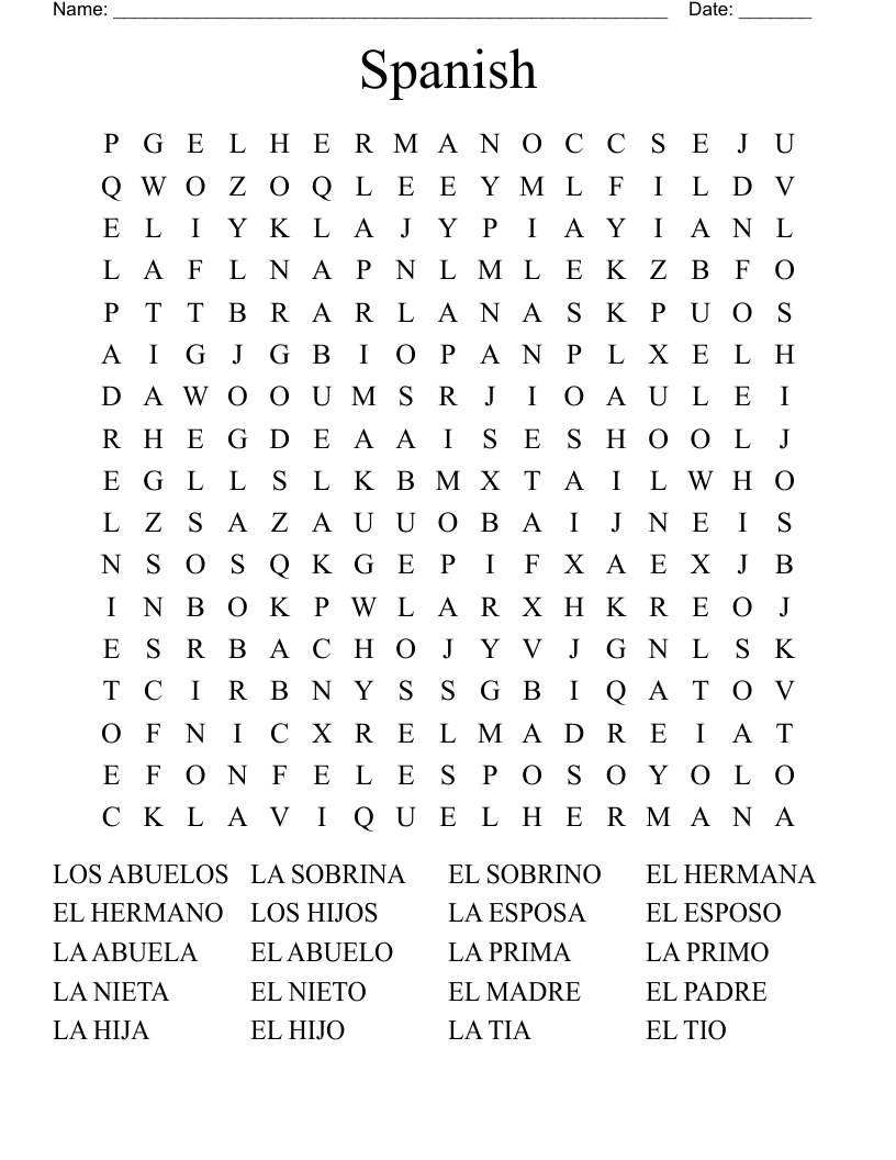 Spanish Word Search