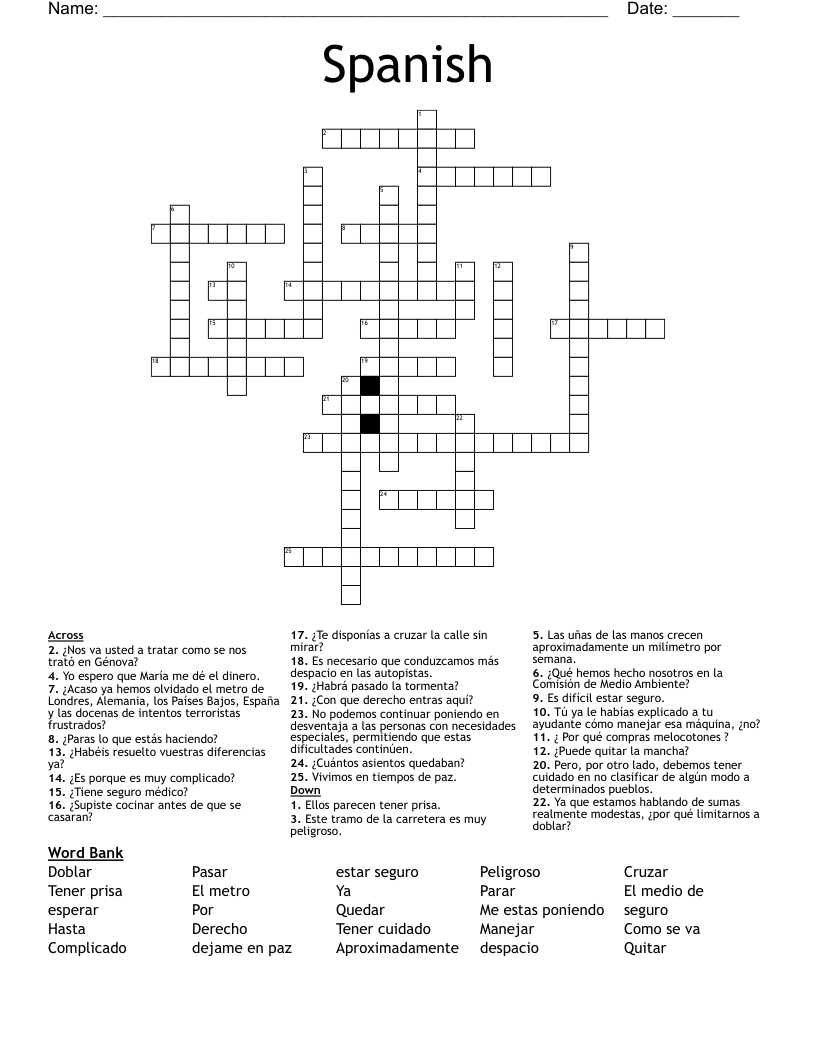 Spanish Crossword