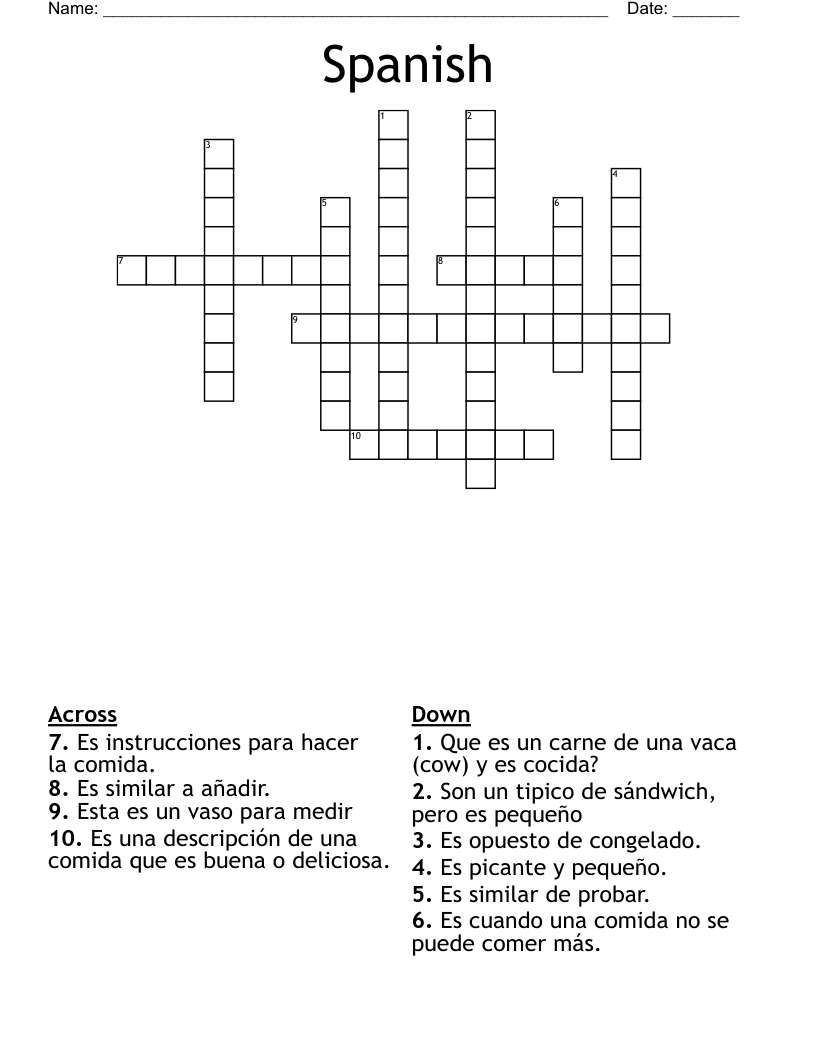 Spanish Crossword