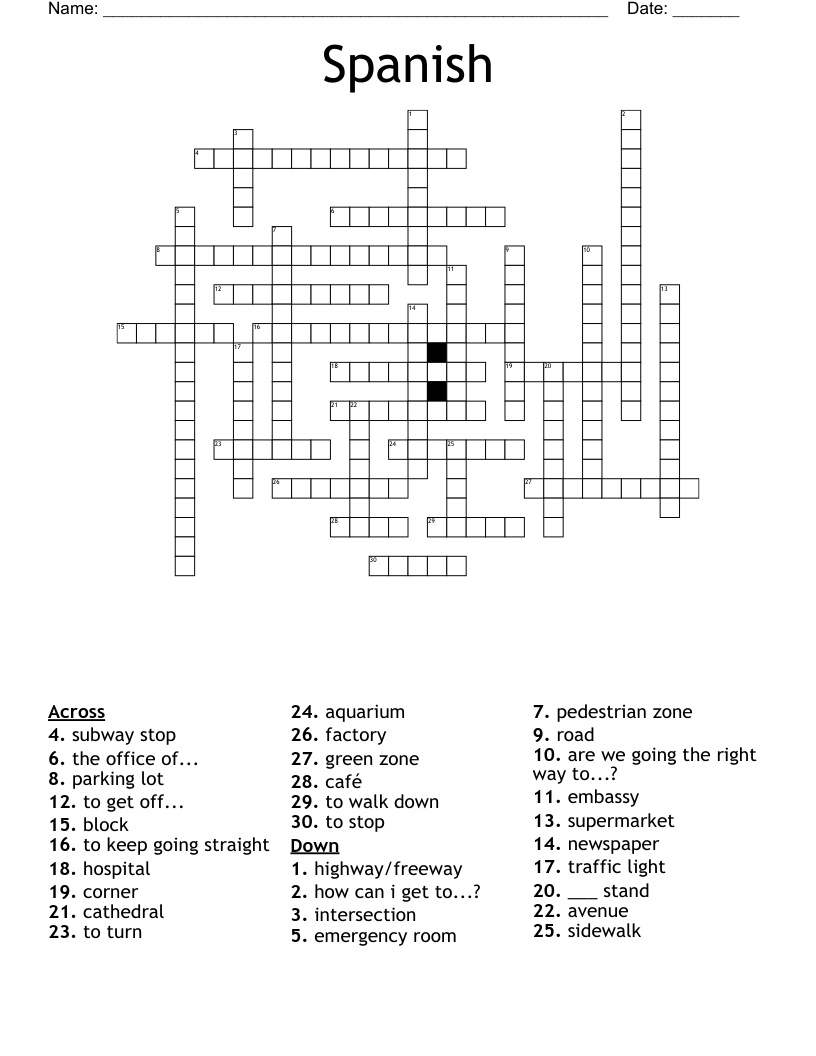 Spanish Crossword