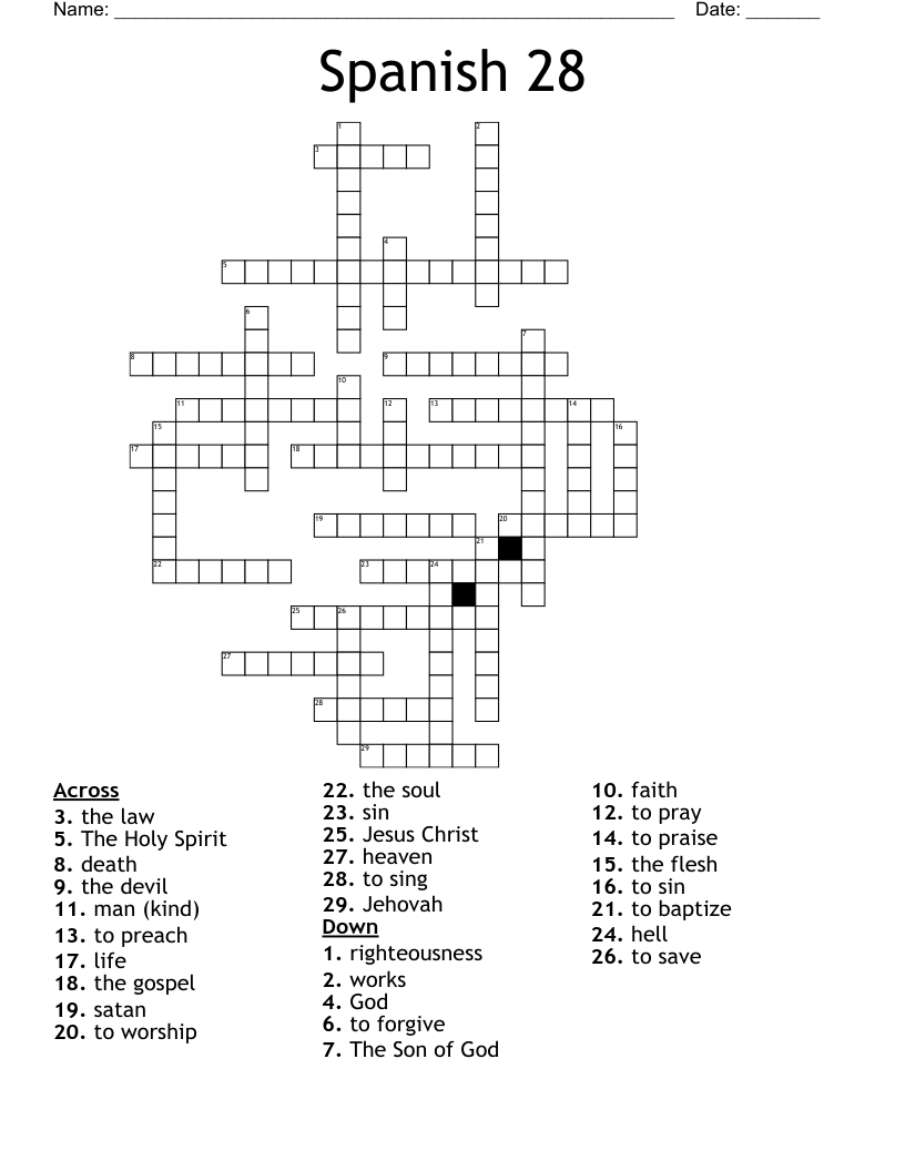 Spanish 28 Crossword