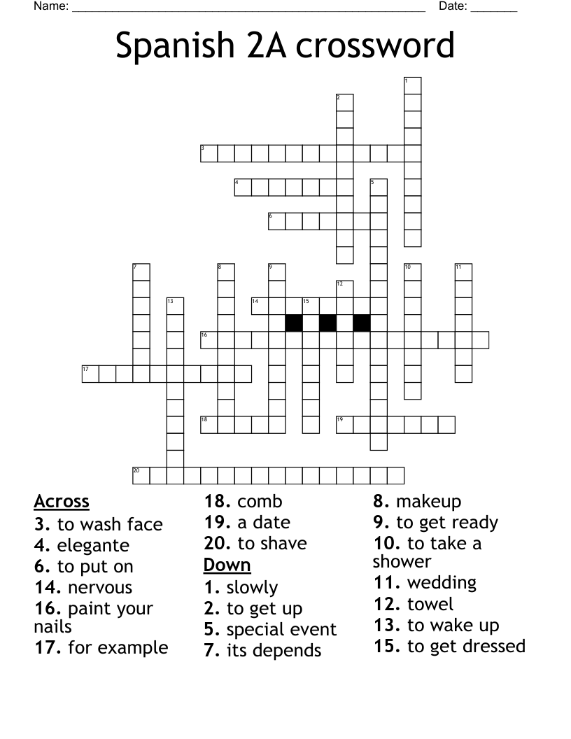 Spanish 2A crossword 