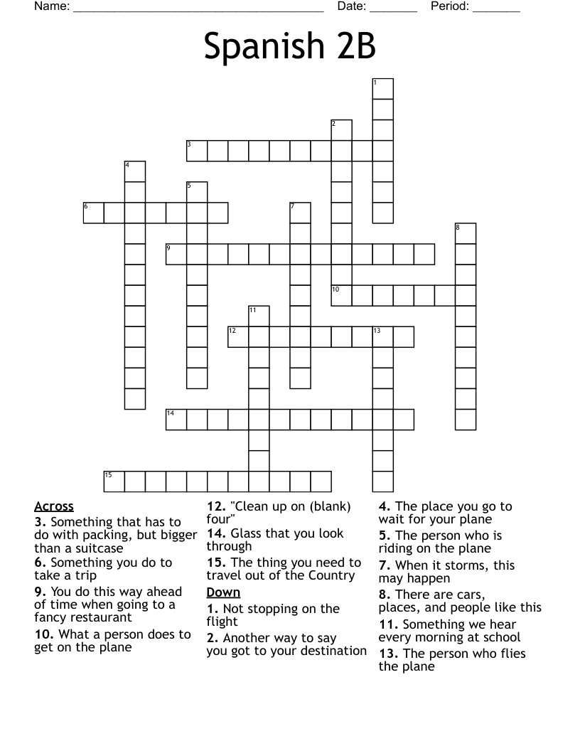 Spanish 2B Crossword