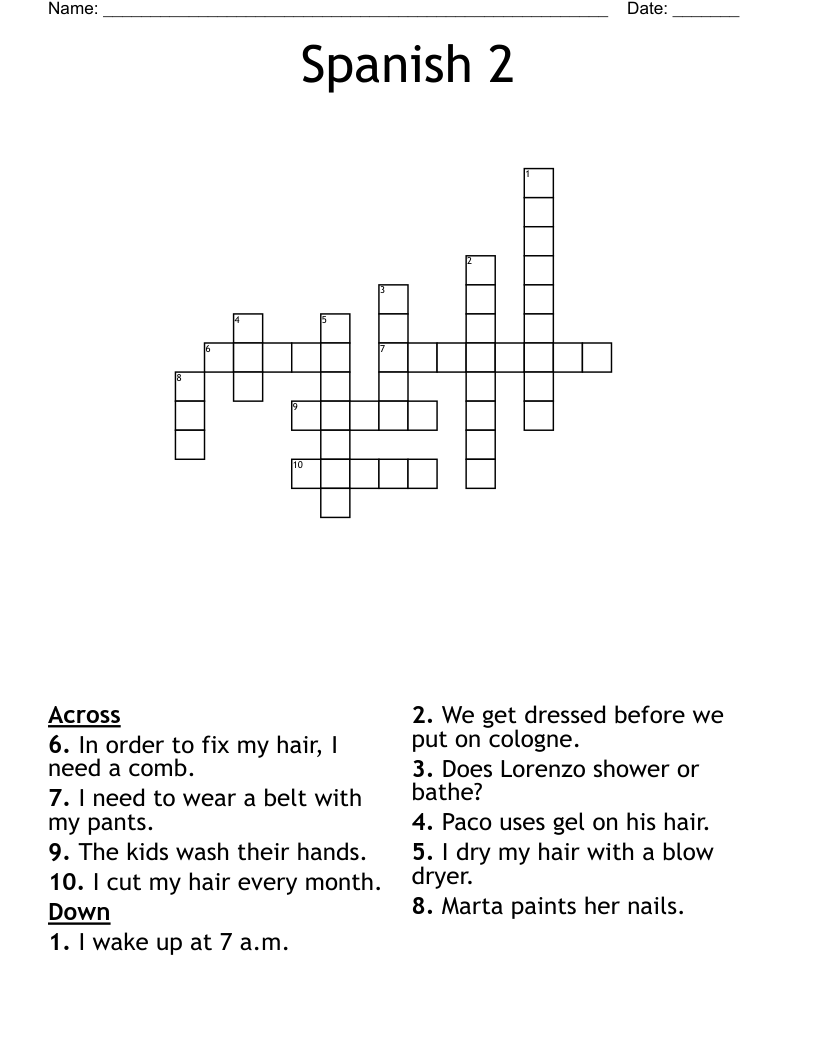 Spanish 2 Crossword