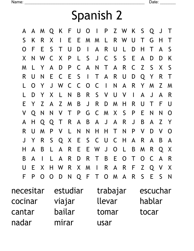 Spanish 2 Word Search