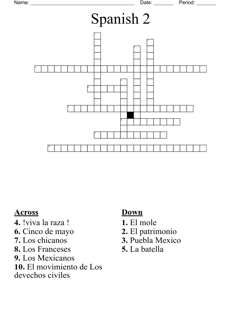 Spanish 2 Crossword