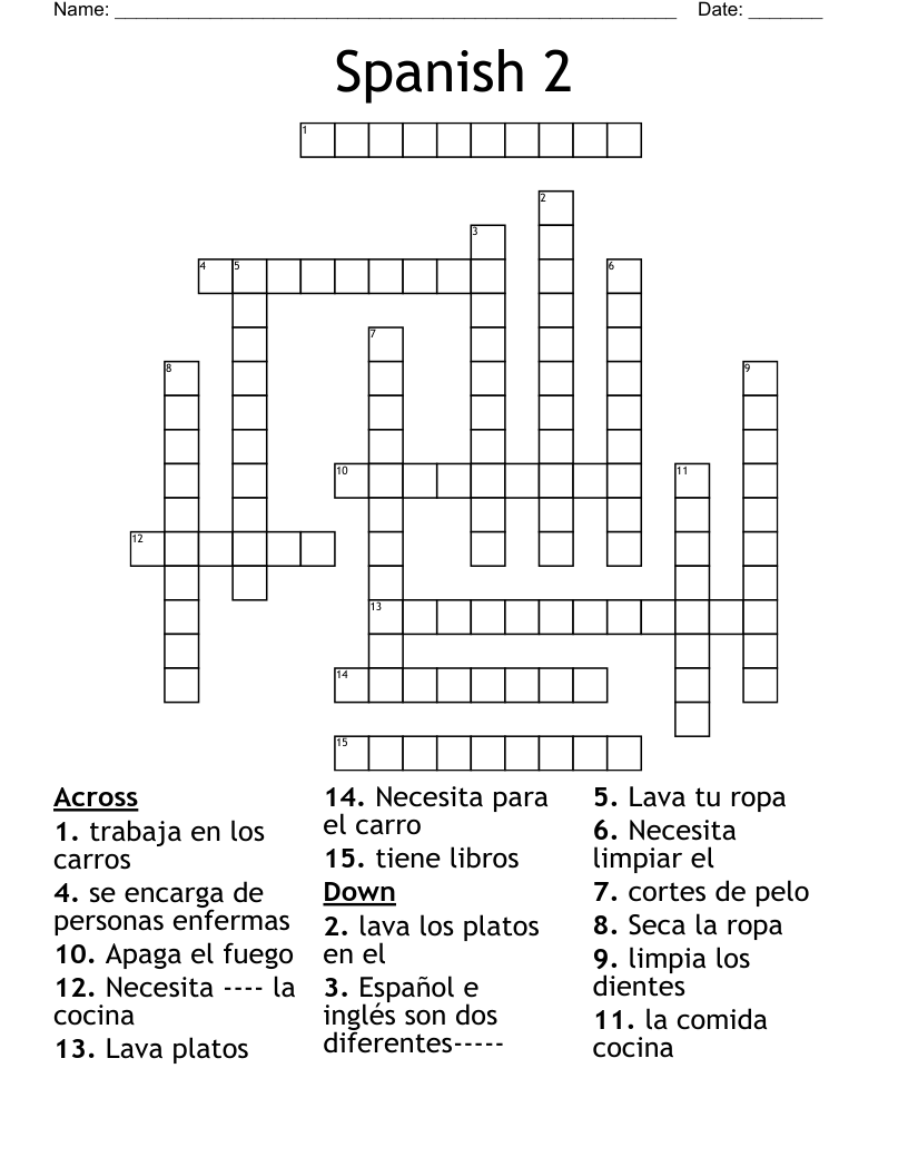 Spanish 2 Crossword