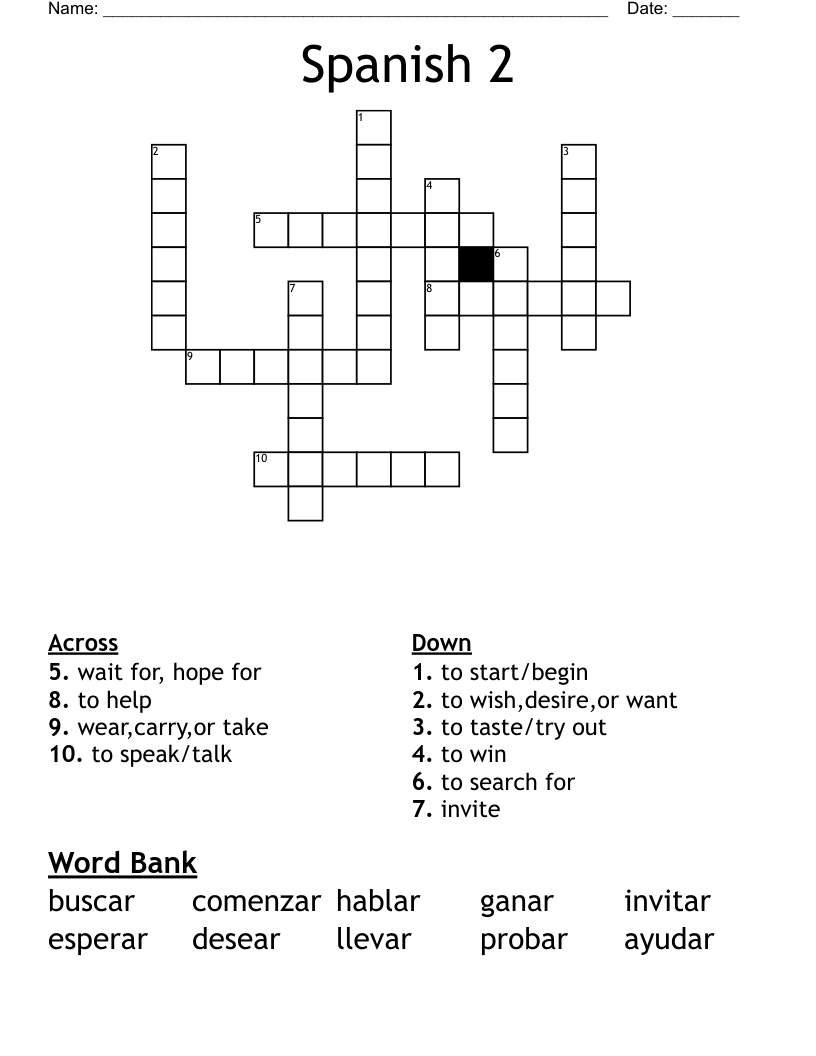 Spanish 2 Crossword