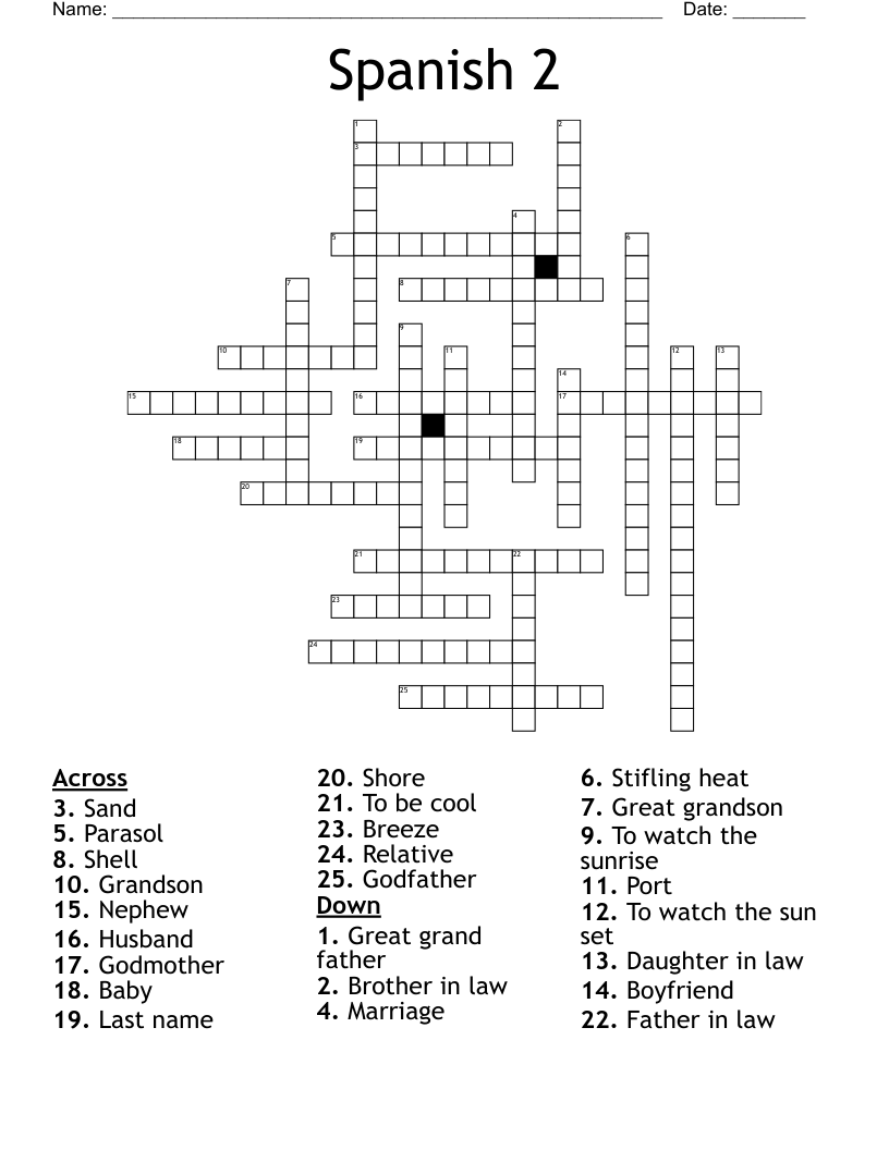 Spanish 2 Crossword