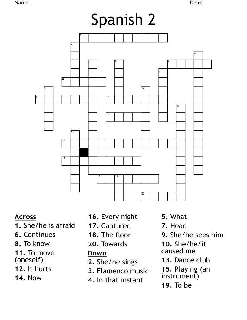 Spanish 2 Crossword