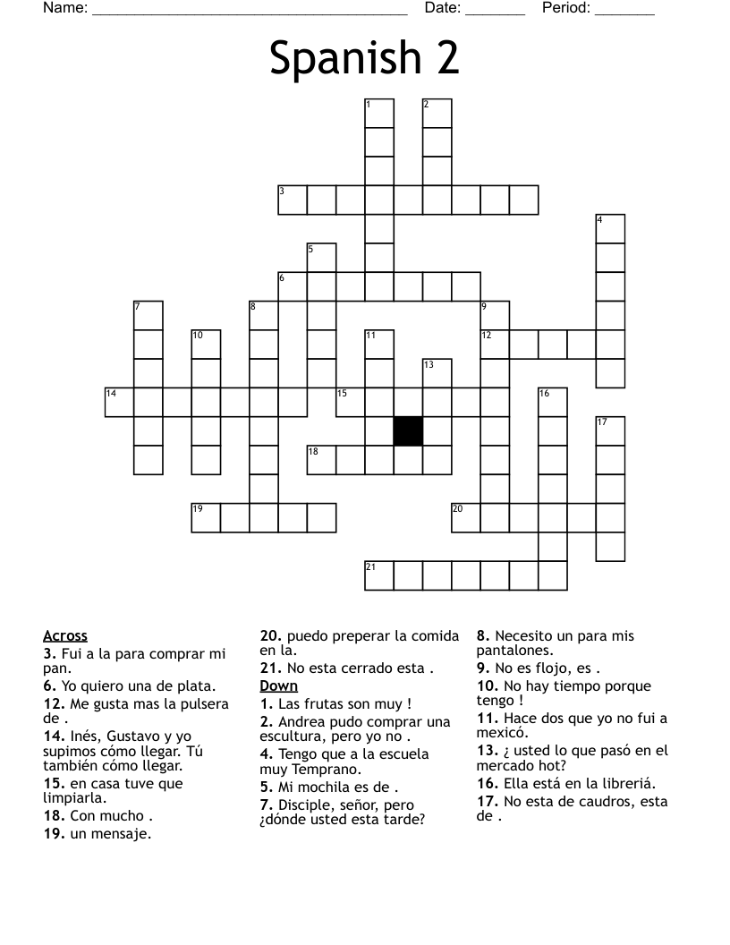 Spanish 2 Crossword
