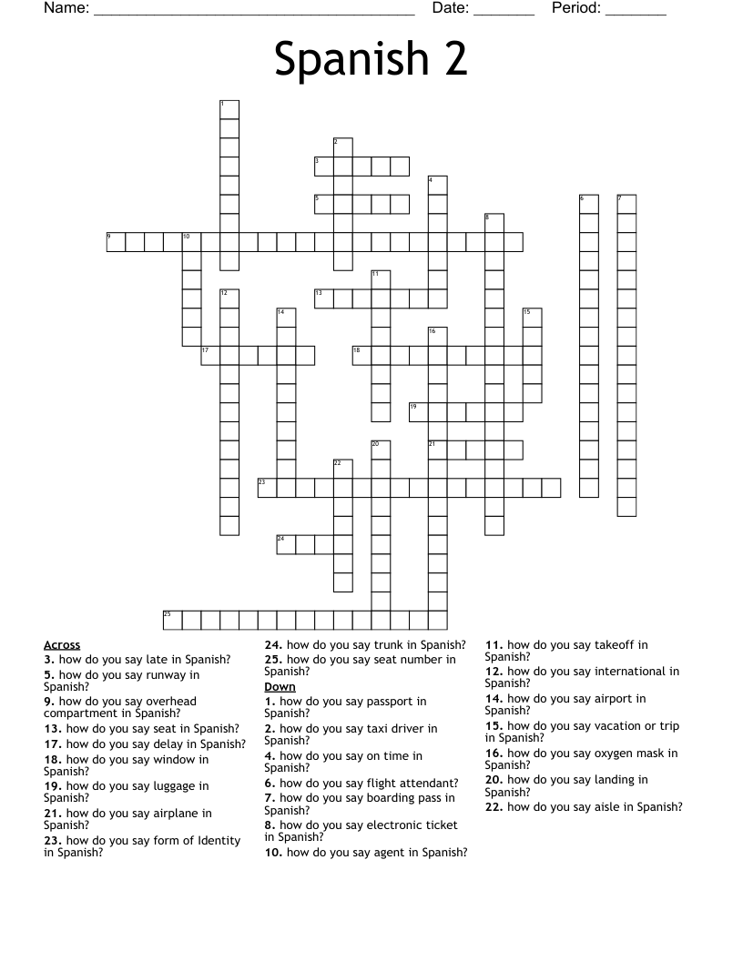 Spanish 2 Crossword